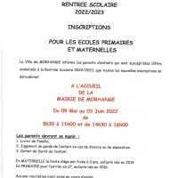 Rentrée scolaire 2022/2023 Inscriptions